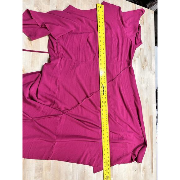 Old Navy Wrap Dress 3X Flutter Sleeve Midi Pink Stretch Barbiecore - Picture 6 of 7